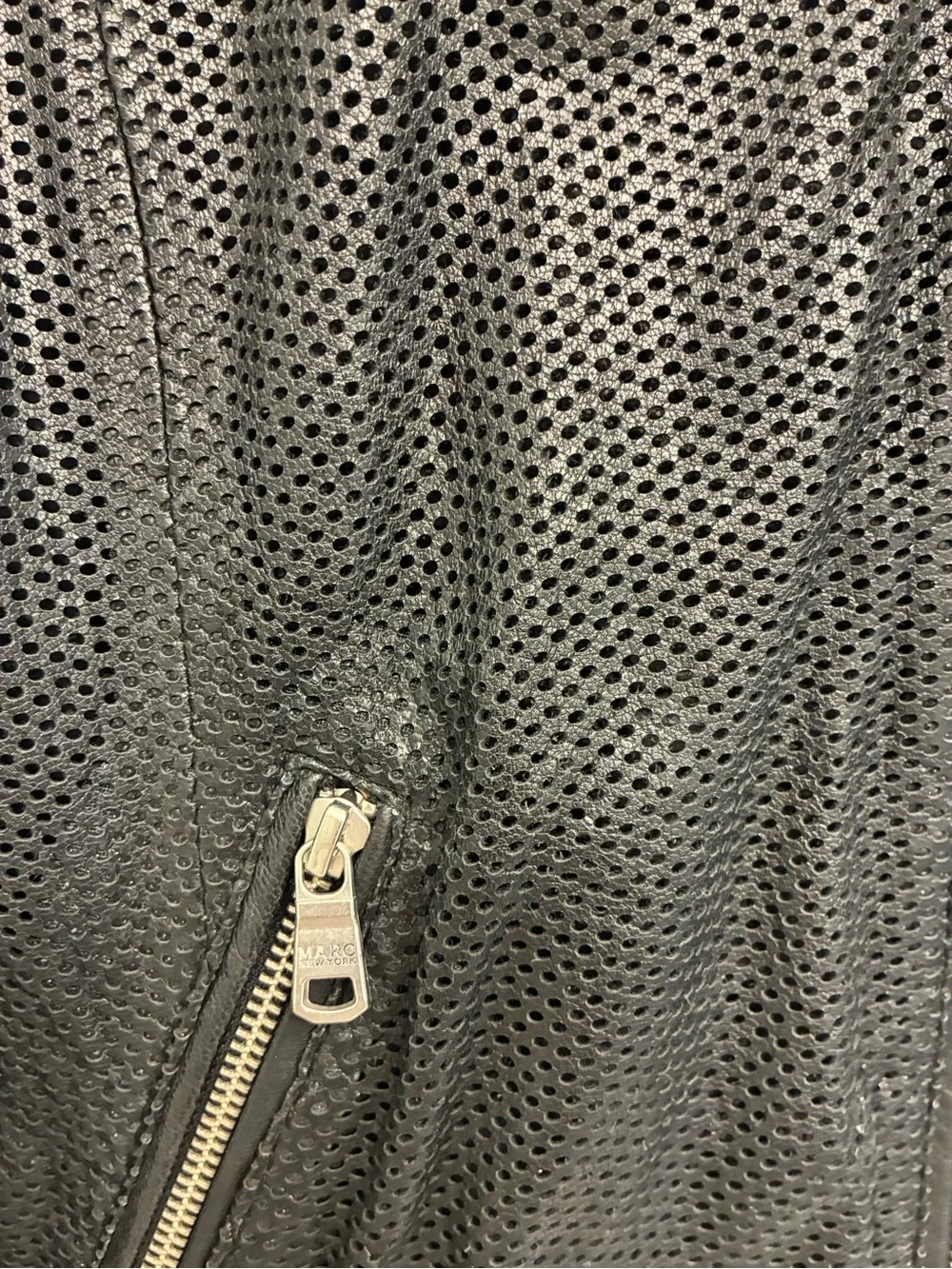 Marc NY Black Perforated Leather Bomber Jacket